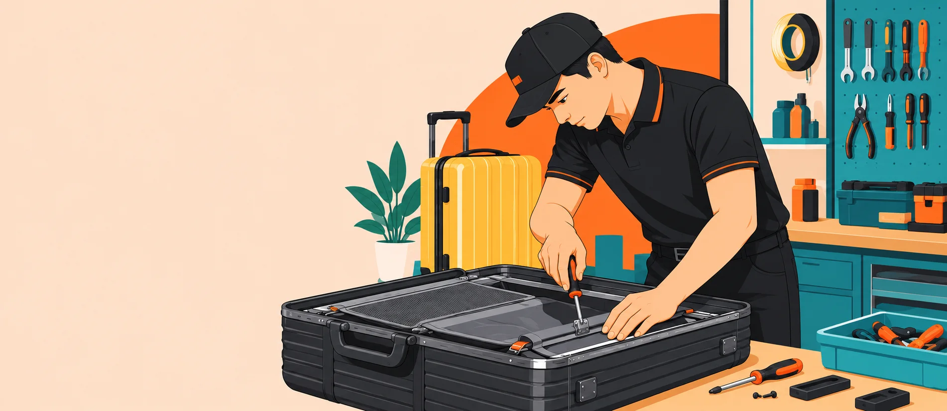 Kỹ thuật viên MIA CARE sửa vali